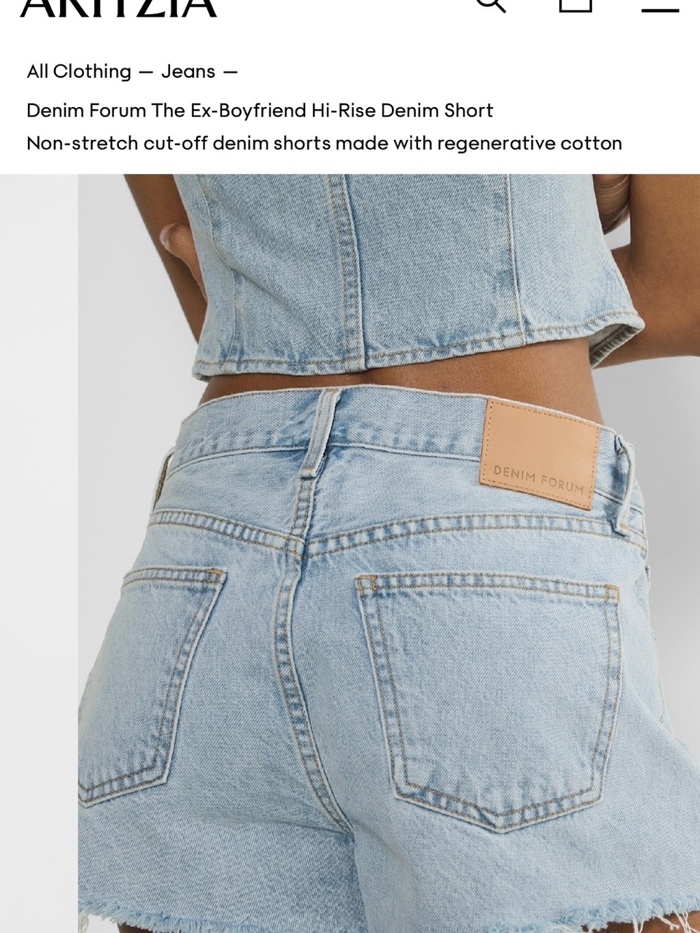 Denim Forum Hi-Rise Ex-Boyfriend Denim Shorts -Aritzia 26 distressed see photos